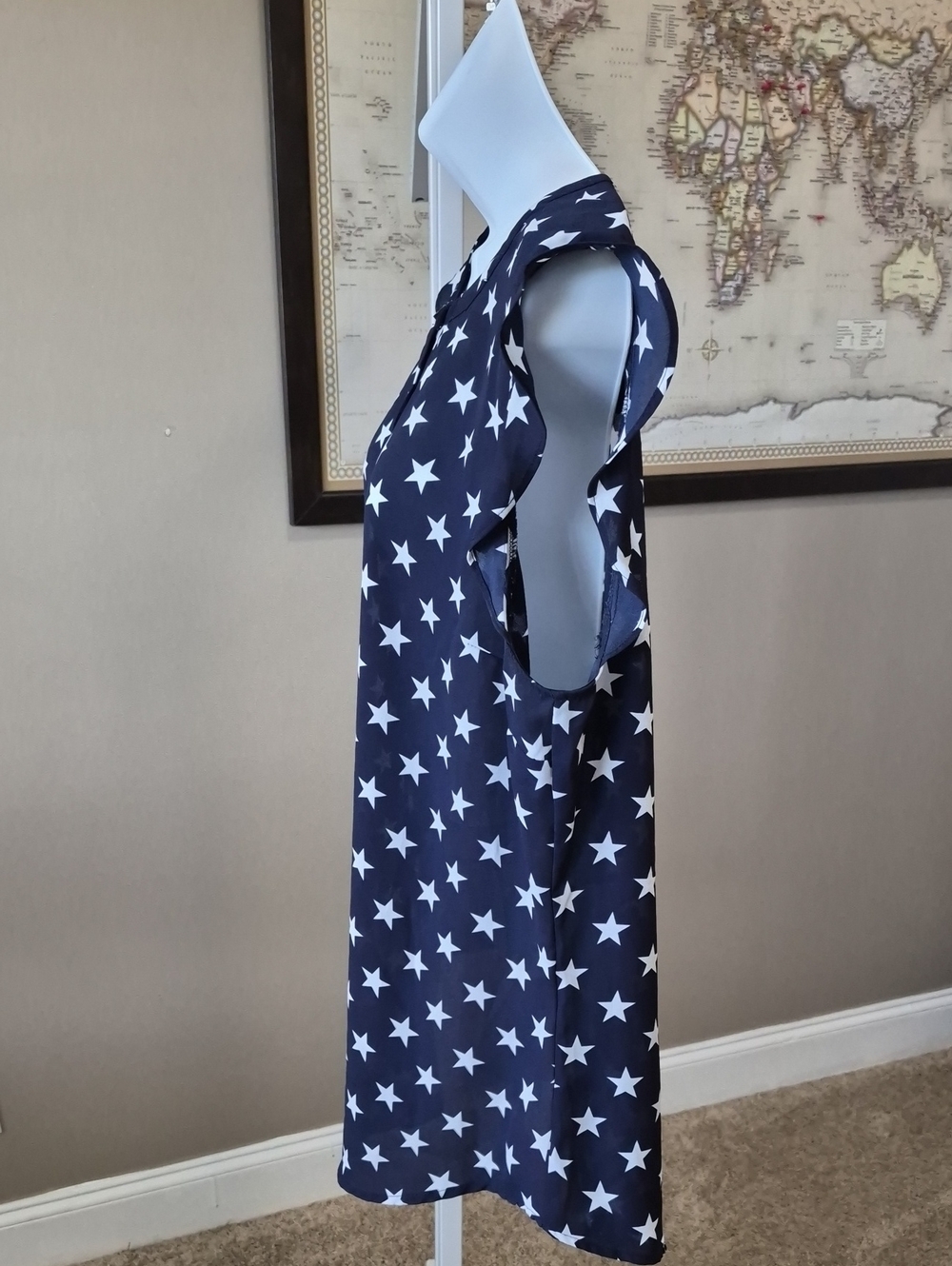 New York & Co. Sleeveless Navy Star Print Blouse Dize XL - Picture 4 of 5